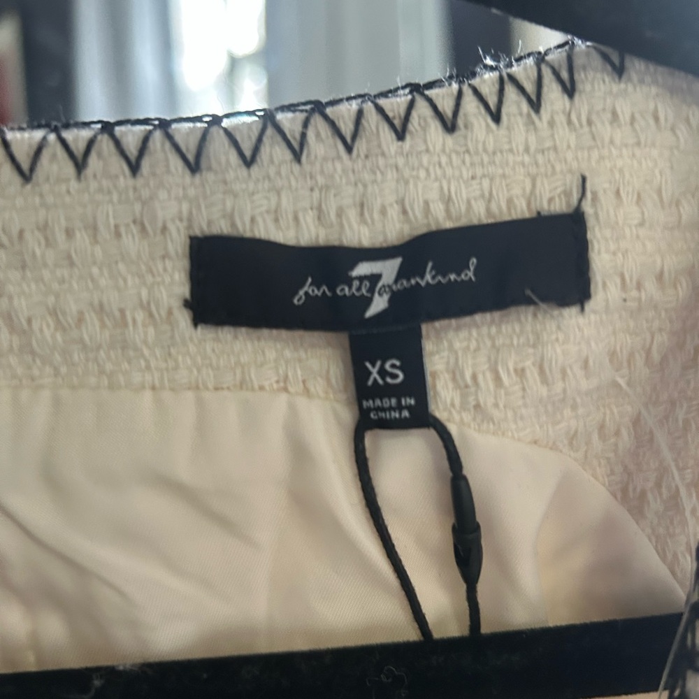 7 For All Mankind Cream Textured Mini Dress XS